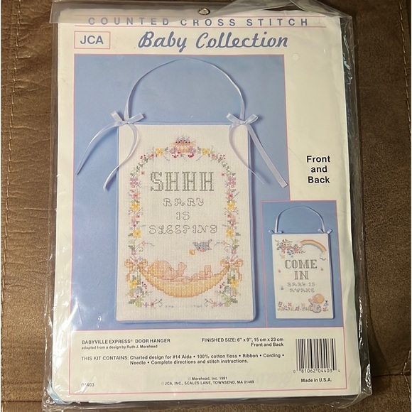 Counted Cross Stitch kit Baby Collection door hanger vintage made in USA - Picture 1 of 5